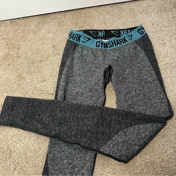 Gymshark Flex High Rise Leggings Small Gray Teal Waistband Seamless - Picture 3 of 11
